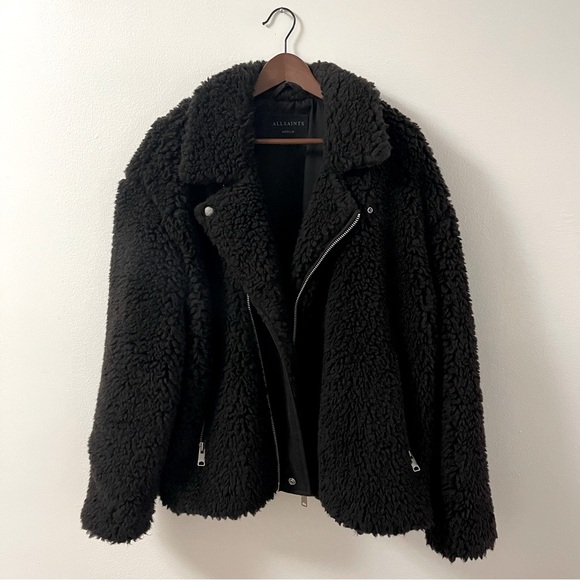 AllSaints Kentaro Sherpa Biker Jacket - Picture 6 of 14